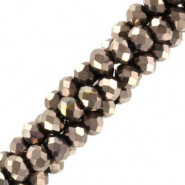 Top Glas Facett Glasschliffperlen 3x2mm rondellen - Antique bronze metallic-pearl shine coating